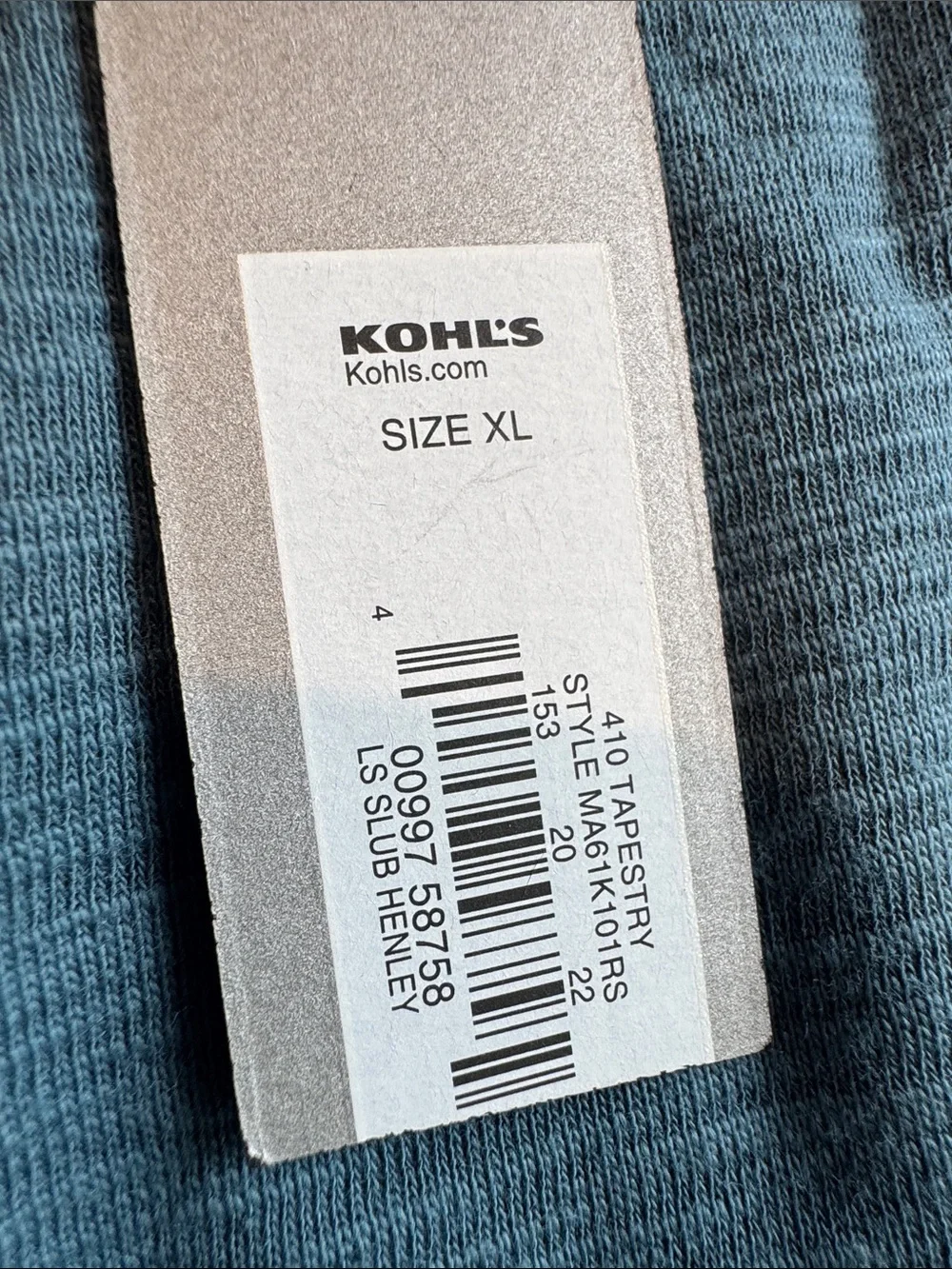 NWT Apt. 9 Men's Long Sleeve Henley - Teal Blue Size XL - Picture 3 of 5